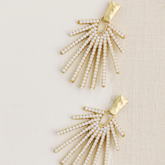 White Sunburst Statement Drop Earrings