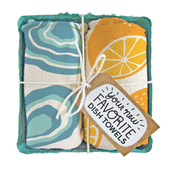 Fresh Oysters (Oyster, Lemon) Tea Towel Set of 2