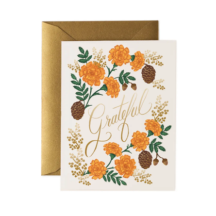 Grateful Harvest Card with Gold Foil and Envelope