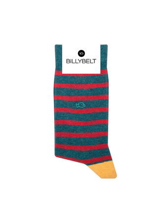 Combed Cotton Socks A Wide Stripes - Navy/Red