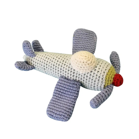 Airplane Hand-Crochet 6" Rattle