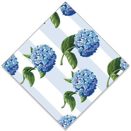 Hydrangeas Stripe Cocktail Napkins 20ct