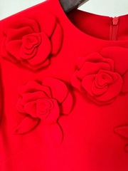 Floral Red Dress | Short Sleeve Elegance