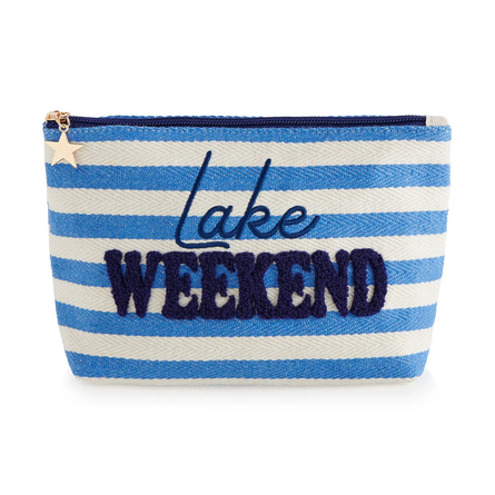 Morgan "Lake Weekend" Large Zip Pouch, Blue