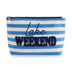 Morgan "Lake Weekend" Large Zip Pouch, Blue