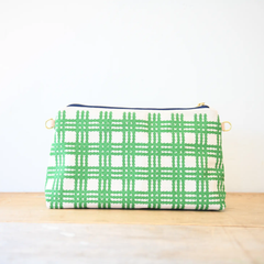 Green Plaid Jen Bag Makeup Cosmetic Travel Zipper Bag
