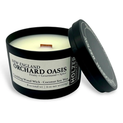 New England Orchard Oasis 6oz Wood Wick Candle, Coconut Soy Wax