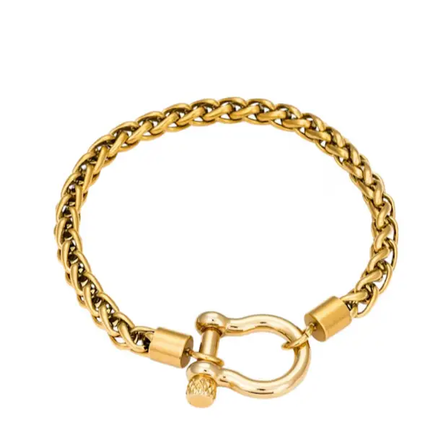 Horse Bit Carabiner Charm Bracelet – 14K Gold PVD, Stainless Steel