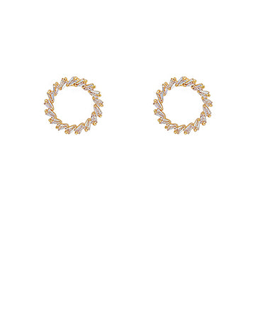 CZ Baguette Circle Earrings