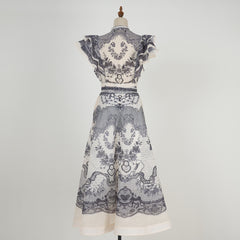 Ruffled Sleeveless Top & A-Line Maxi Skirt Set | Ivory