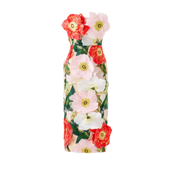 Floral Embroidered Strapless Midi Dress
