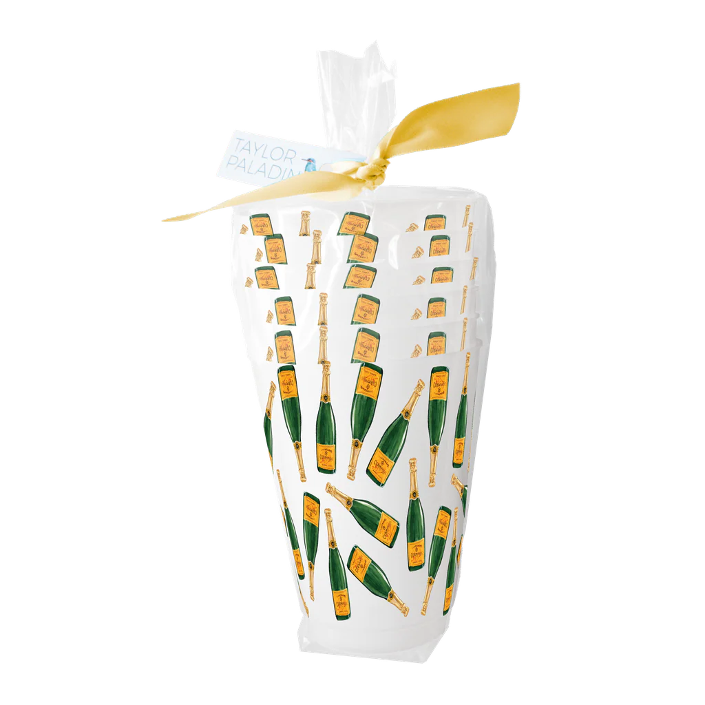 Champagne Pattern Frosted Stadium Cups – Set of 6