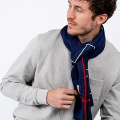 Navy + Red 100% Wool Scarf