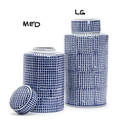9"D (Large) Ceramic Blue and White Jar (Copy)