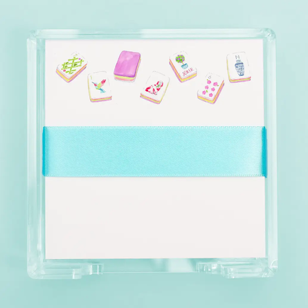 Mahjong Tiles Note Pad with Acrylic Holder
