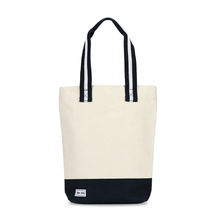 Hamptons Wine Tote – Natural & Navy
