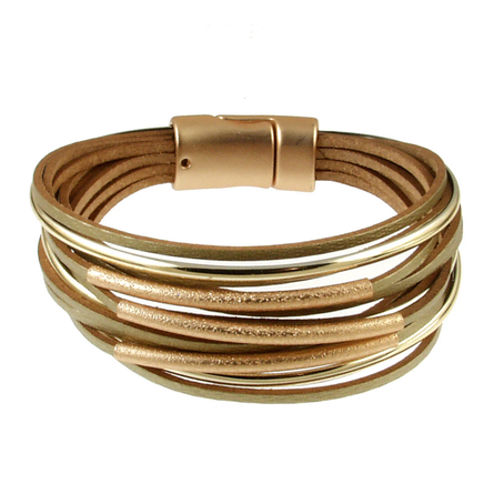Gold Matte Multi Bracelet with Magnetic Clasp