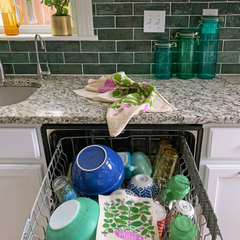 Mint Tea Towel + Sponge Cloth Set