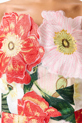 Floral Embroidered Strapless Midi Dress