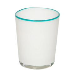 Summer Glass White & Turquoise Large 15oz - Set of 4