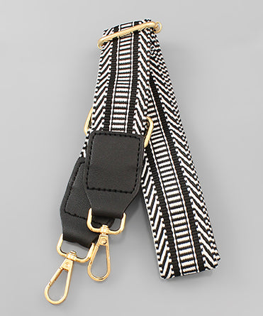 Black White Ribbon Adjustable Bag Strap