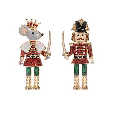Mouse King & Nutcracker Glitter Earrings