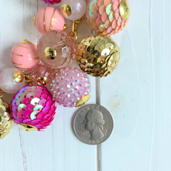 Pink Sequin Beaded Necklace