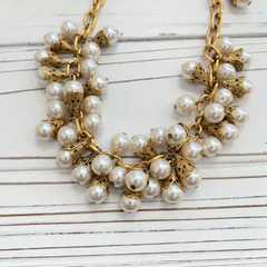 Classic Filigree Bead Cap Pearl Necklace