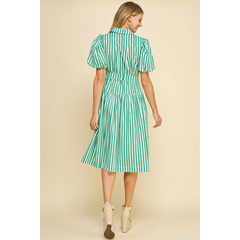 Kelly Green Stripe Midi Dress