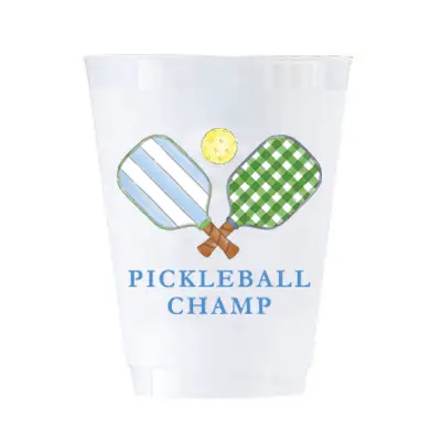 Pickleball Champ Frosted Cups | 16 oz Shatterproof Cups | Set of 8