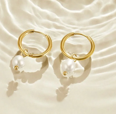 Pearl Hoop- Stainless Steel Hoop Pearl
