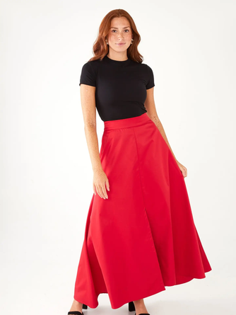 Savannah Skirt Red Duchess Satin – Vivid Hue Holiday Edit
