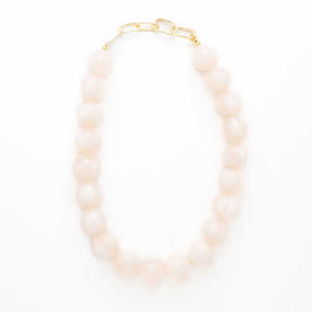 White Iris Large Resin Bead Necklace