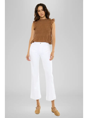 High Rise Relaxed Cropped Flare Jeans – White