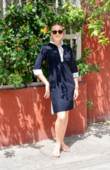 Navy Cotton Contrast Collar Tunic Dress Gretchen Scott