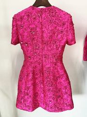 Radiant Jacquard Beaded Dress | Fuchsia
