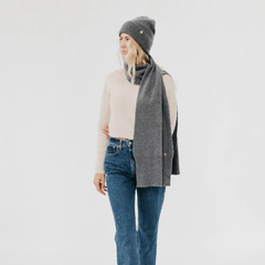 Cassidy Cashmere Wrap and Beanie Duo – Charcoal