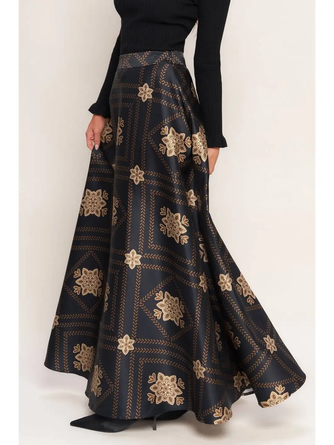 Printed Woven Maxi Circle Skirt