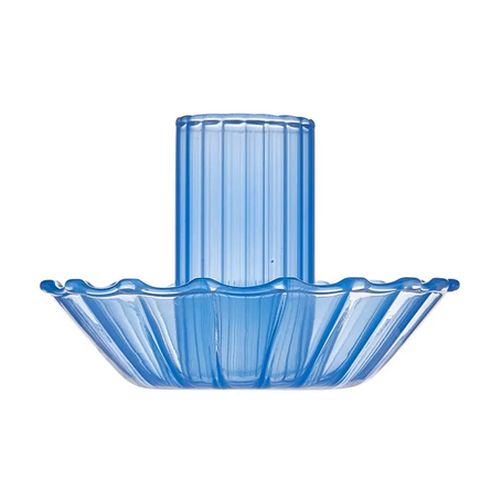 Blue Glass Candle Holder for Taper