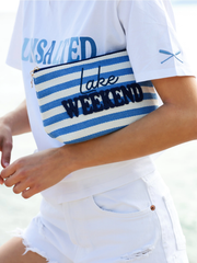 Morgan "Lake Weekend" Large Zip Pouch, Blue