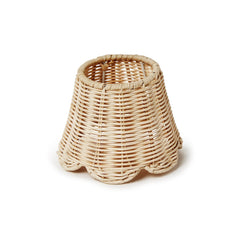 Rattan Lamp Shade Cover with Scallop Edge (silicone ring included, fits most LED lamps) - Rattan/Iron/Silicone