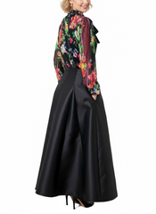 The Marlowe Mixed Print Neck Tie Blouse