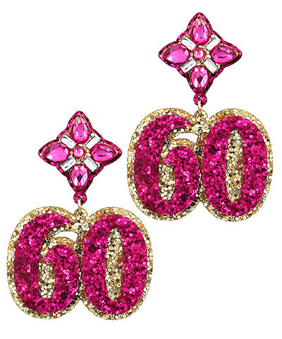 Glitzy Happy 60th Birthday Glam Earrings
