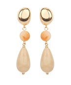 Beige Color Marble Stone Teardrop Earrings