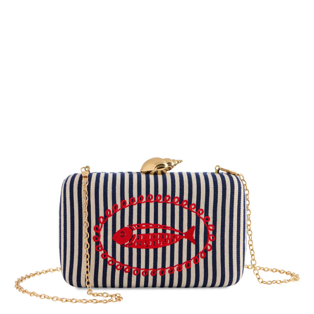 Navy Marina Minaudière Clutch
