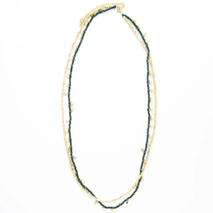 Milly Double Strand Crystal Necklace Brass + Green