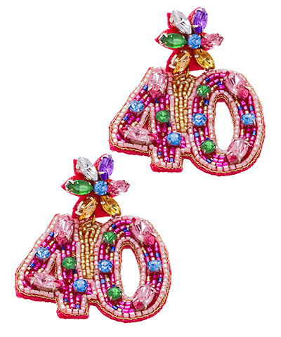 Glitzy Happy 40th Birthday Glam Earrings