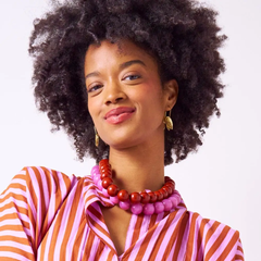 Purple Iris Large Resin Bead Necklace