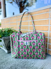 Green Ivy Mini Quilted Duffel Bag 14" x 6"