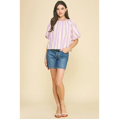 Lavender Stripe Tunic Shirt